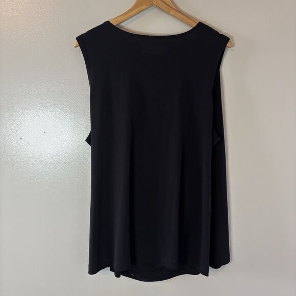 Susan Graver Black Wrap Tank Top Liquid Knit Sleeveless Blouse Travel Sz 3X - Picture 5 of 6